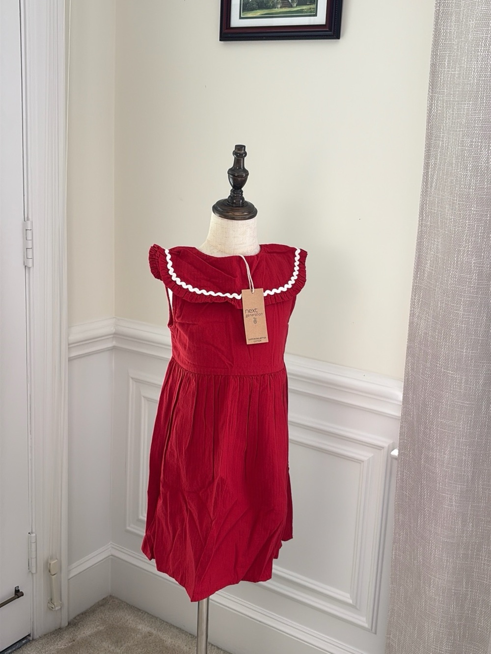 next Red Ruffle Collar Dress for Girls